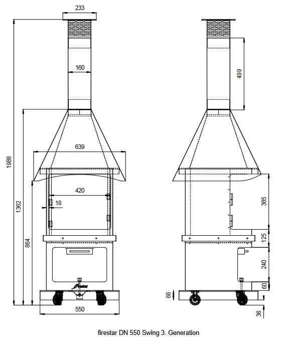 Bild 1 von Firestar Grillkamin DN 550 SWING 3. Generation | inkl. Grillrost und Fettschutzpfanne