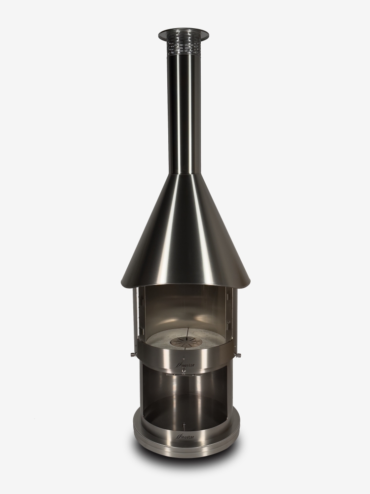 Bild 1 von Firestar Grillkamin/Gartenkamin DN 700 Swing Glas 3. Generation | inkl.  Grillrost &Fettschutzpfanne  / (Farbe) Edelstahl gebürstet
