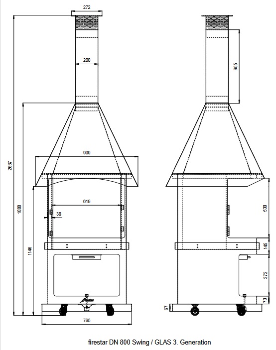 Bild 1 von Grillkamin Firestar DN 800 Swing GLAS 3. Generation inkl. Grillrost und Fettschutzpfanne